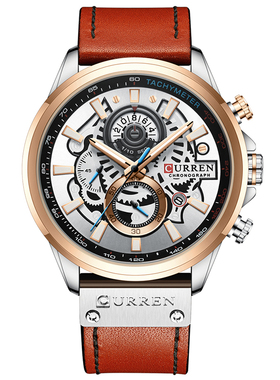 CURREN卡瑞恩男士潮牌休闲手表个性多指针美式大表盘防水表8380