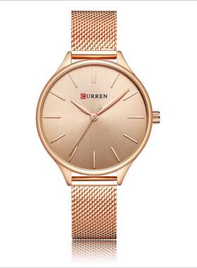 CURREN卡瑞恩超薄时尚新款防水石英表女式网带休闲商务指针手表