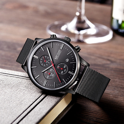 男士超薄多功能运动风夜光石英表