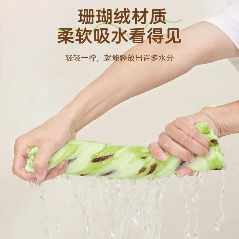 厨房珊瑚专用印花方巾抹布沾油家用手巾毛巾吸水不掉清洁柔软洗碗