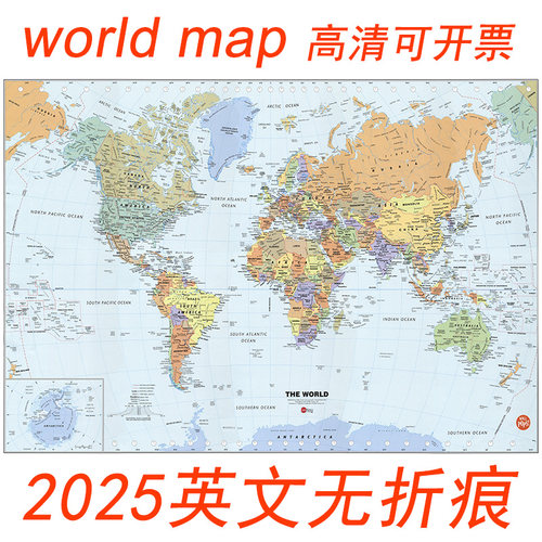 英文版世界沙发背景墙地图挂画