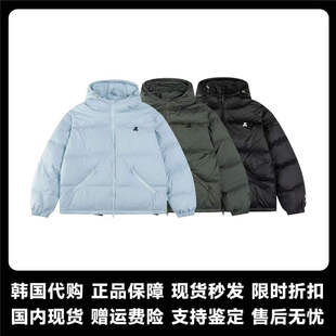 现货官方正品re­standrecreation浅奶蓝色白鸭绒羽绒服rr连帽外套