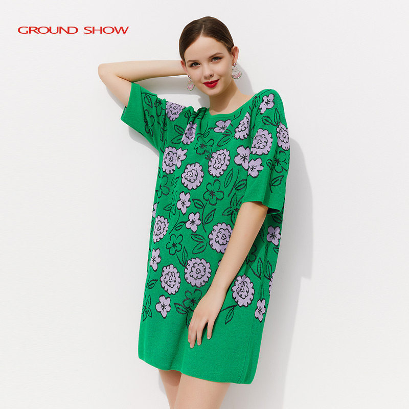 GroundShow/阁兰秀提花连衣裙