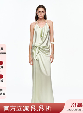 AETNA PROJECT 26SS春夏新品 V领真丝连衣裙女100桑蚕丝显瘦长裙