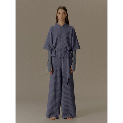 o cloche code 25AW秋冬新品 设计感方格纹针织衫女中袖羊毛上衣