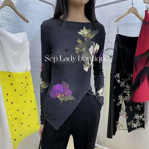 长袖时尚薄款不对称弹力女