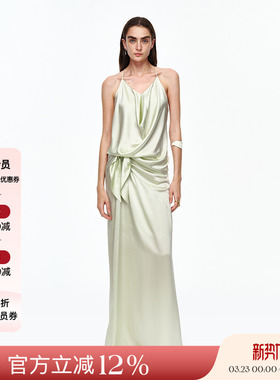 AETNA PROJECT 26SS春夏新品 V领真丝连衣裙女100桑蚕丝显瘦长裙