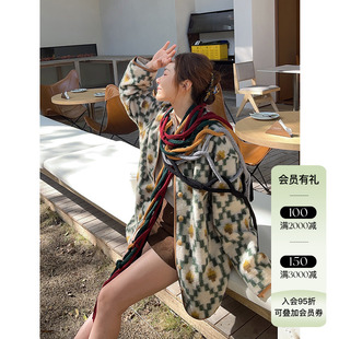 4折 清仓董洁同款现货授权WHM 23AW秋冬新品 图形提花针织呢外套