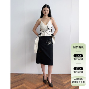 4折 JACQUES WEI 24AW秋冬舒适优雅吊带背⼼半身裙正品授权