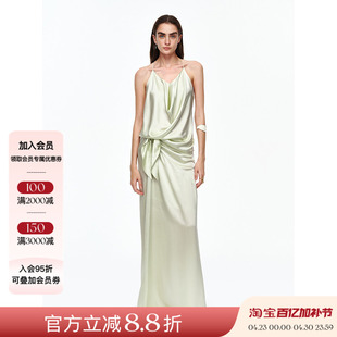 AETNA PROJECT 26SS春夏新品 V领真丝连衣裙女100桑蚕丝显瘦长裙