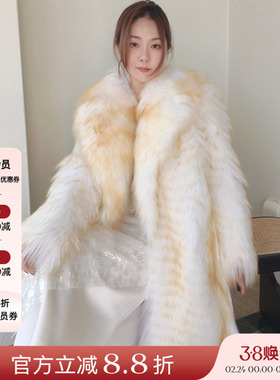 JACQUES WEI 24AW秋冬新款白色长毛皮草大衣正品授权