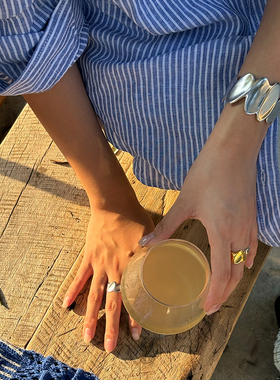 MONSECRET 25SS新品 印记戒指时尚设计感小众原创首饰宽版手镯