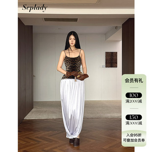 JACQUES WEI 25AW秋冬新品 斑马纹拼接吊带连衣裙女小众设计露背