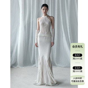 Tension Archive意大利马海毛不规则线条插片大摆半身裙+吊带