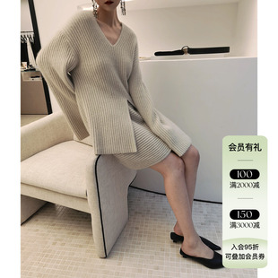 正品授权VIKTORIACHAN22秋冬新品V领毛衣套装休闲舒适百搭