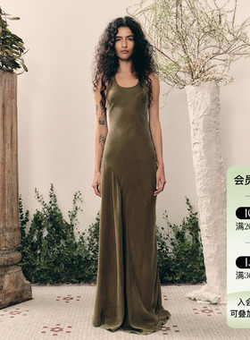 Deplumer 铜氨丝气质背心连衣裙女夏修身显瘦百搭无袖长款裙子