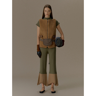 o cloche code 25AW秋冬新品 骆驼绒马甲女纯色保暖百搭上衣外搭