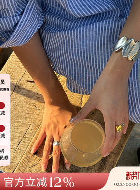 MONSECRET 25SS新品 印记戒指时尚设计感小众原创首饰宽版手镯