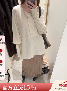 o cloche code 25AW秋冬新品 双排扣纯色针织衫女100羊毛百搭上衣