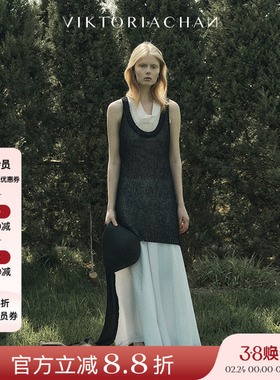 VIKTORIACHAN 25SS春夏新品 黑色针织背心女低圆领百搭无袖上衣