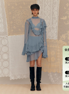 Deplumer 25SS新品 荷叶边长袖经典衬衫女设计感微透垂感内搭胸衣