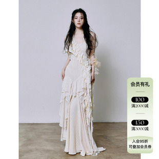 正品授权Tension Archive 时尚设计师款式高级不规则荷叶边连衣裙