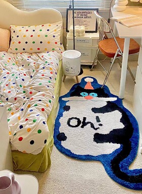 多巴胺植绒地毯儿童卧室地垫卡通可爱不规则防滑床边毯易打理脚垫