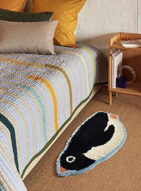 企鹅小动物地毯加厚植绒地毯多巴胺衣帽间防滑脚垫子卧室床毯