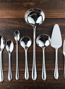 出口西餐具TTX18/10加厚不锈钢长柄勺子汤勺披萨铲甜品叉水果叉子