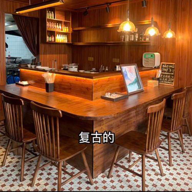 定制小吃店转角实木咖啡店收银台图片