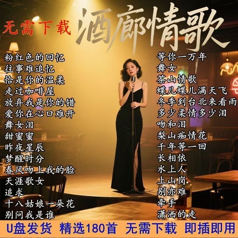 酒廊情歌大全邓丽君高胜美龙飘飘韩宝仪甜歌情歌车载音乐U盘MP3/4 - 实物图