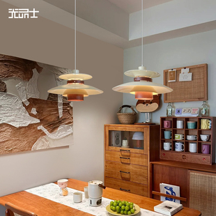 光品士丹麦ph5餐厅吊灯设计师复古吧台餐桌灯双头飞碟灯中古灯具