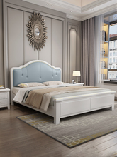 美式轻奢全实木床1.8米小户型双人床现代简约1.35m单人收纳储物床