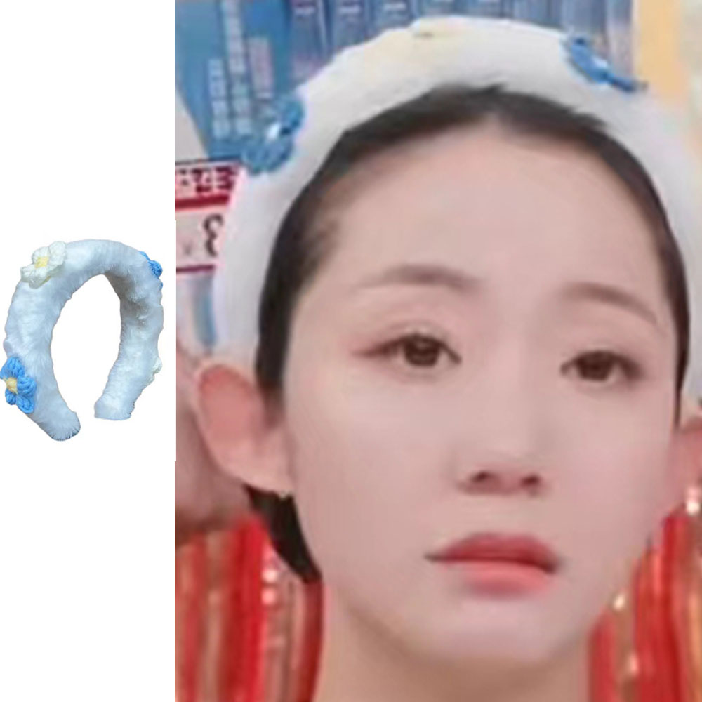 千惠同款花朵发箍轻奢水钻发卡秋冬毛绒高颅顶头箍