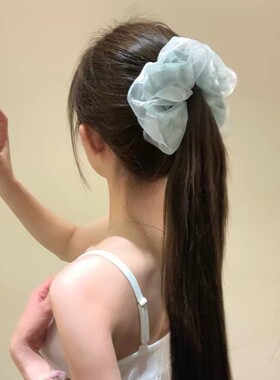 鱼人泡泡条纹褶皱马尾夹香蕉夹饱满后脑勺抓夹超仙氛围感竖夹发饰
