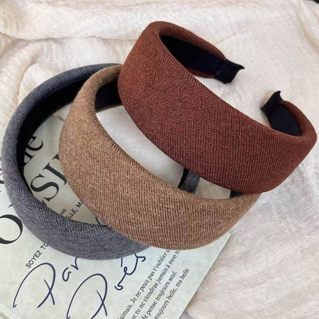 韩版秋冬氛围感针织发箍复古气质海绵高颅顶宽边头箍洗脸发卡发饰