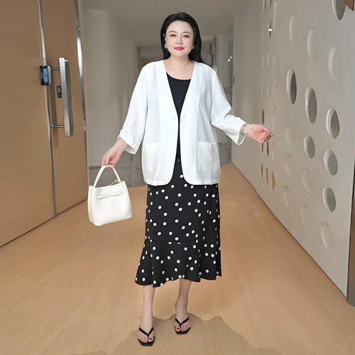 MsShe大码女装西装外套V领轻薄