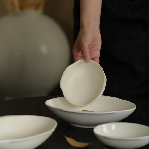三分静 小料碟盘耳杯菜盘哑光碗盘异形椭圆深盘餐具干果盘碟