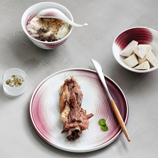 摆台4件套家用餐厅一人食套装 日式 饭碗勺子骨碟盘陶瓷汤碗甜品碗
