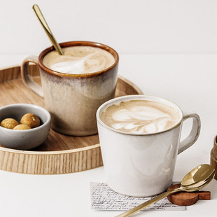 复古窑变咖啡杯餐厅早餐杯创意陶瓷家用牛奶杯燕麦杯茶杯水杯 日式