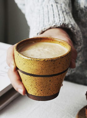 JAGEN MAKER日式陶瓷手绘复古杯和风餐厅茶水杯办公室家用咖啡杯