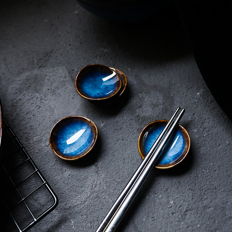 桔梗家 猫眼蓝餐具筷子架瞳孔蓝不规则多功能摆设装饰餐厅筷子架