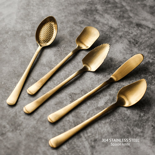 可爱不锈钢创意牛油刀咖啡勺