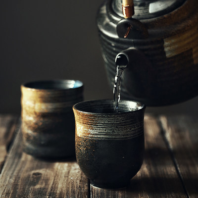 桔梗茶杯陶瓷手绘日式料理餐具