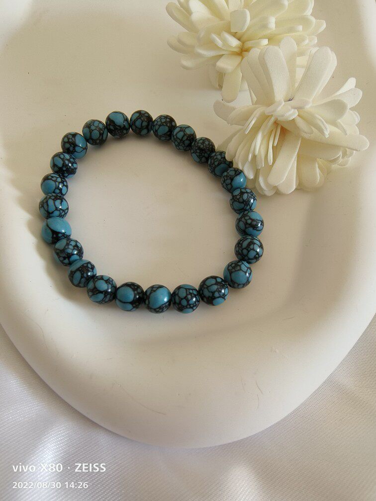 천연 광석 청록색 팔찌 목걸이 호북 높은 도자기 청록색 옥 화학 재료 108 비즈 액세서리 문화 장난감 컬렉션