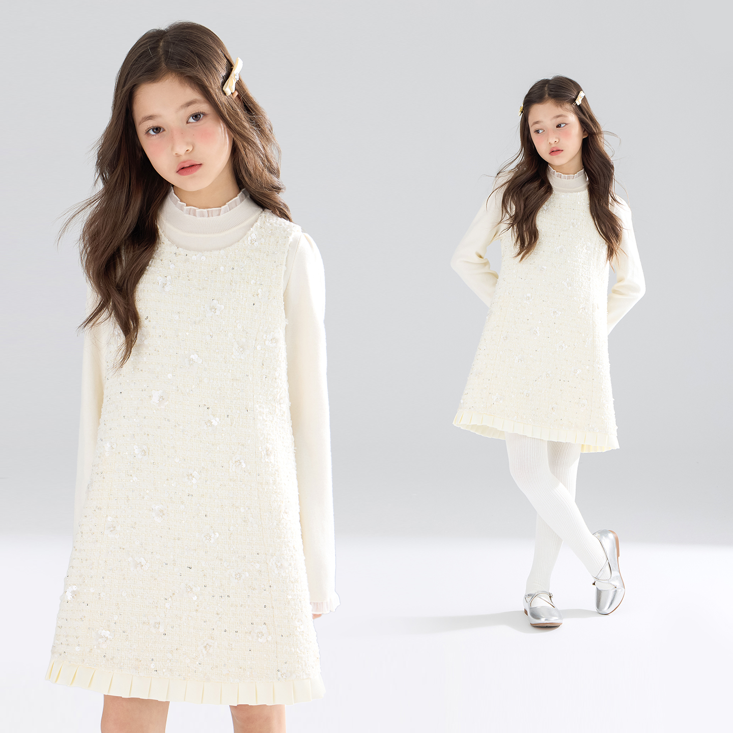 【宁儿粉丝专享】法式小香风连衣裙立体珠片绣高级感女童冬