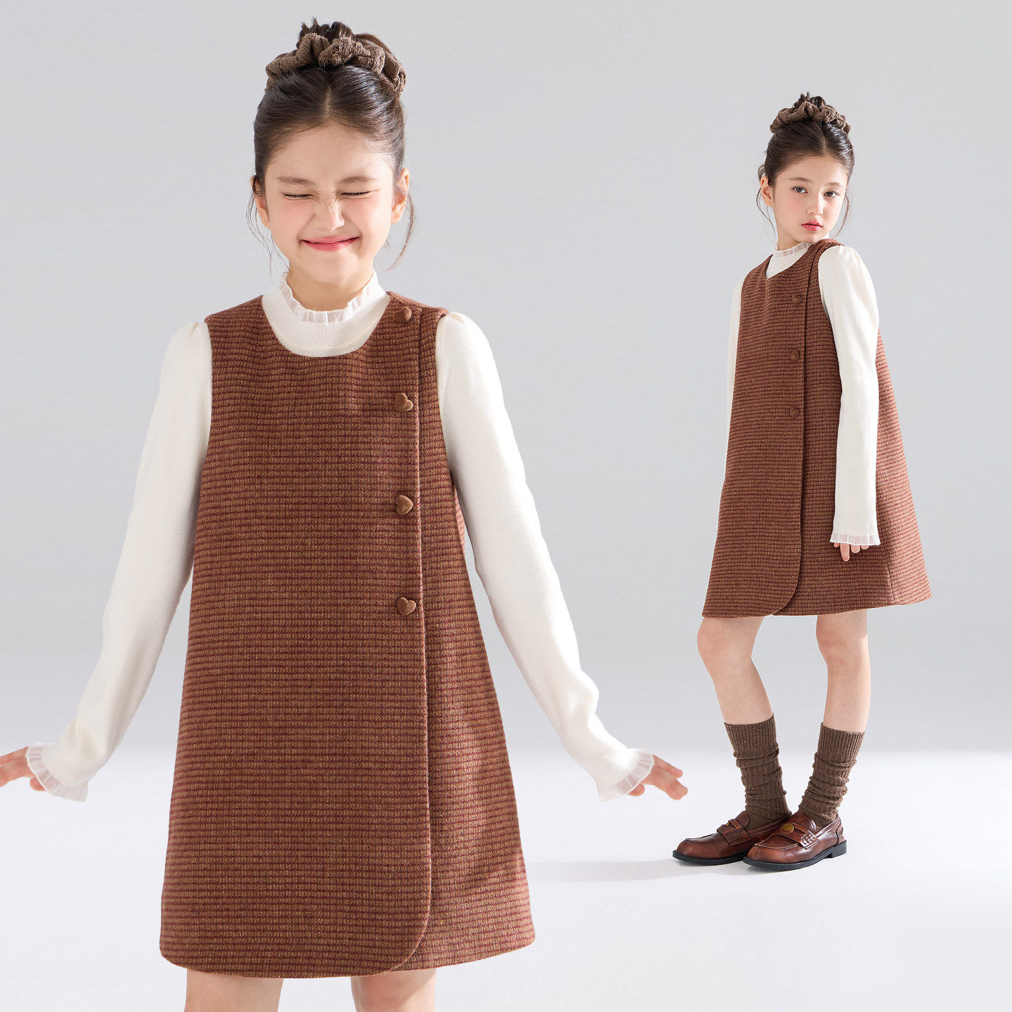【宁儿粉丝专享】质感格纹30羊毛呢连衣裙子新年女童25冬新款,童装/婴儿装/亲子装,连衣裙,淘宝优惠券,粉丝福利购,淘宝优惠卷