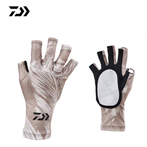 达亿瓦DAIWA新款DG-8022 户外防护中空掌心冰丝钓鱼手套漏五指