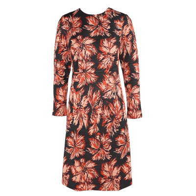 Anlom/娅奴秋季新款时尚修身长袖花纹针织衫连衣裙中长款女