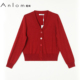 Anlom 老钱风上衣 气质显瘦修身 娅奴桑蚕丝V领针织开衫 女长袖